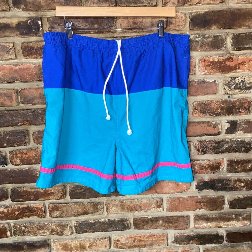 The Men's Store Vintage 90's Blue/Green Pink Swim Shorts Men's Size XL